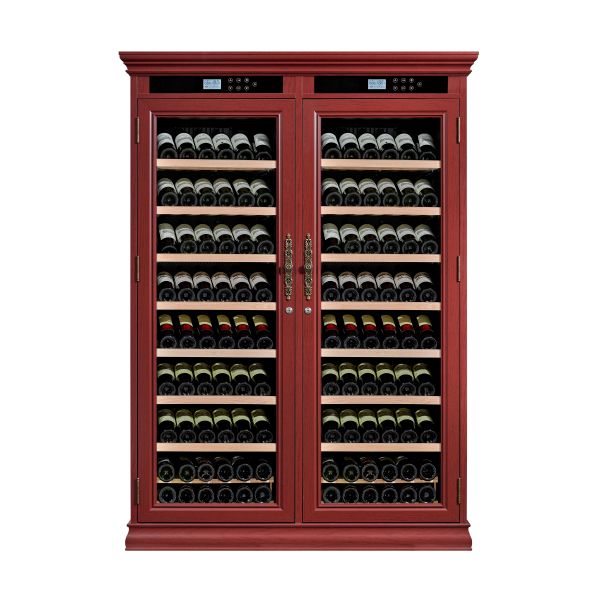Elegant Solid Wood Wine Cooler With Lockable Dual Glass Doors