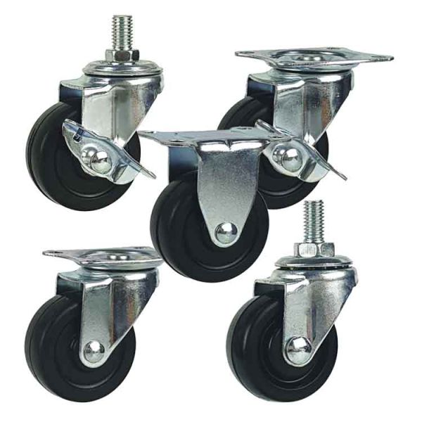 40kg Loading 2.5inch Rubber Light Duty Casters With Side Brake