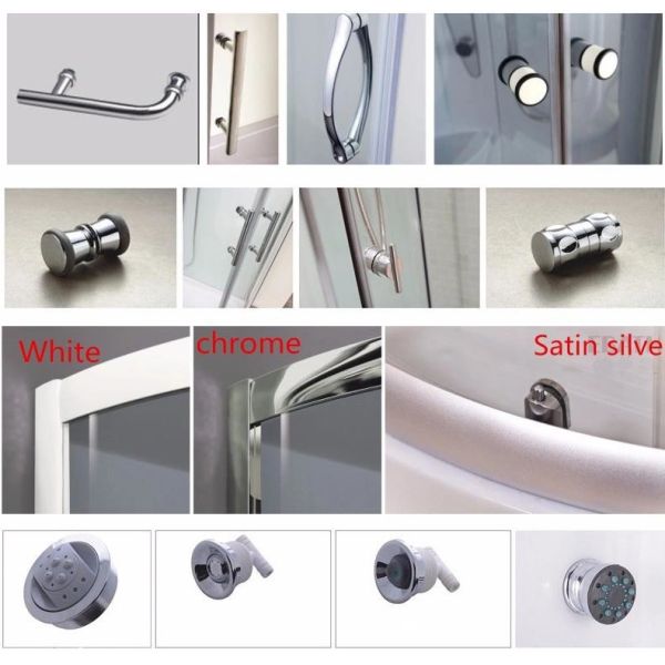 4mm Glass Sliding Door Shower Room Round Stripe White Background